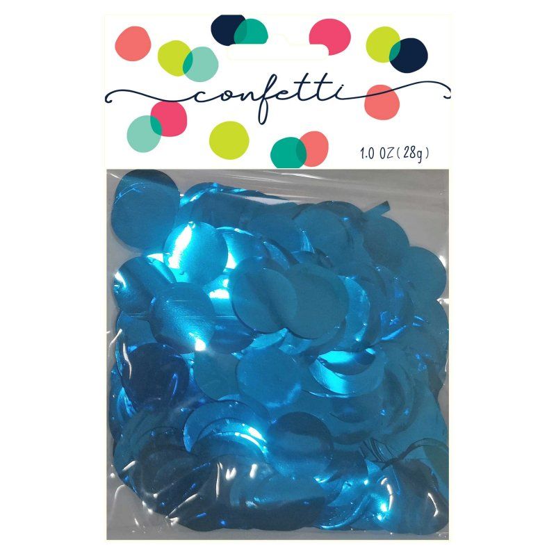 Metallic Caribbean Blue 2cm confetti circles in foil, perfect for adding glamour to parties and celebrations.