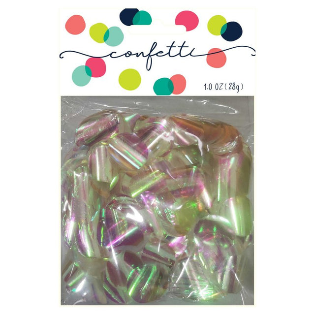 Iridescent foil confetti circles (28g) for sparkling decorations and creative crafts, perfect for parties and celebrations.