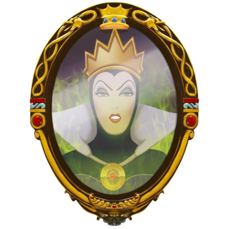 Animatronic Disney Villains mirror featuring an illuminated face and talking mouth, 46cm tall, perfect for Disney fans.