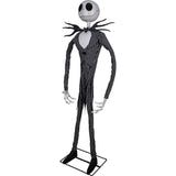 Life-sized Animatronic Jack Skellington, 182cm tall, moves jaw and sounds, perfect for Halloween decor and themed collectibles.