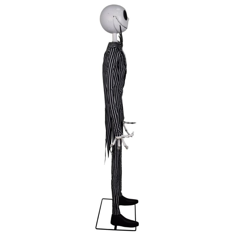 Life-sized 182cm animatronic Jack Skellington with moving jaw and authentic sounds, perfect for Halloween displays.