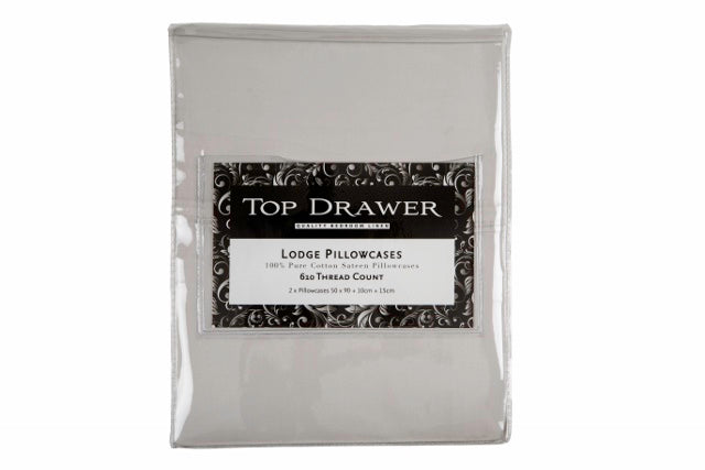 Luxurious silver pillowcase pair from Smartfox NZ, featuring 610 TC premium cotton for ultimate comfort and durability.