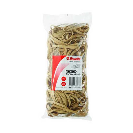 High-quality Esselte Superior Rubber Bands Size 64 in a 500g bag, ideal for organizing, securing items, and versatile use.