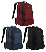 Victorinox VX Sport EVO Deluxe red laptop backpack, featuring padded compartment, multipurpose pockets, and adjustable straps.