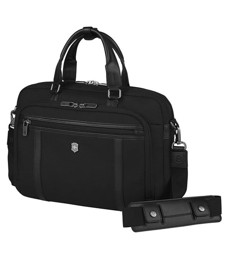 Sleek black laptop brief crafted from durable CORDURA® fabric, designed for 13" laptops with smart organization features.