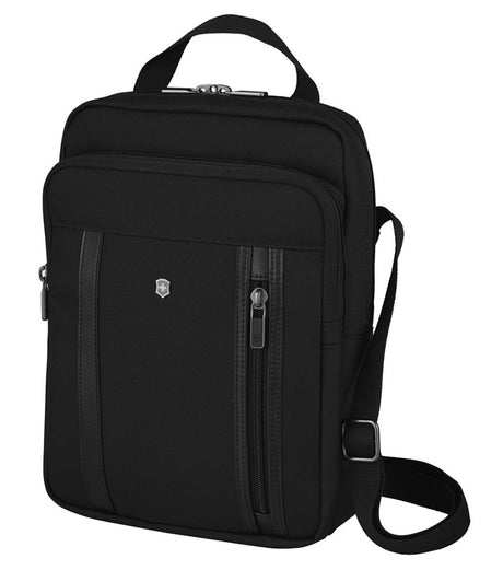 Victorinox Werks Professional Crossbody Laptop Bag in black, featuring durable CORDURA fabric and a padded laptop compartment.