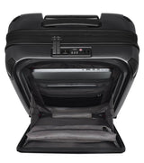 Victorinox Spectra 3.0 compact black carry-on with expandable capacity, front access compartment, and USB charging port.