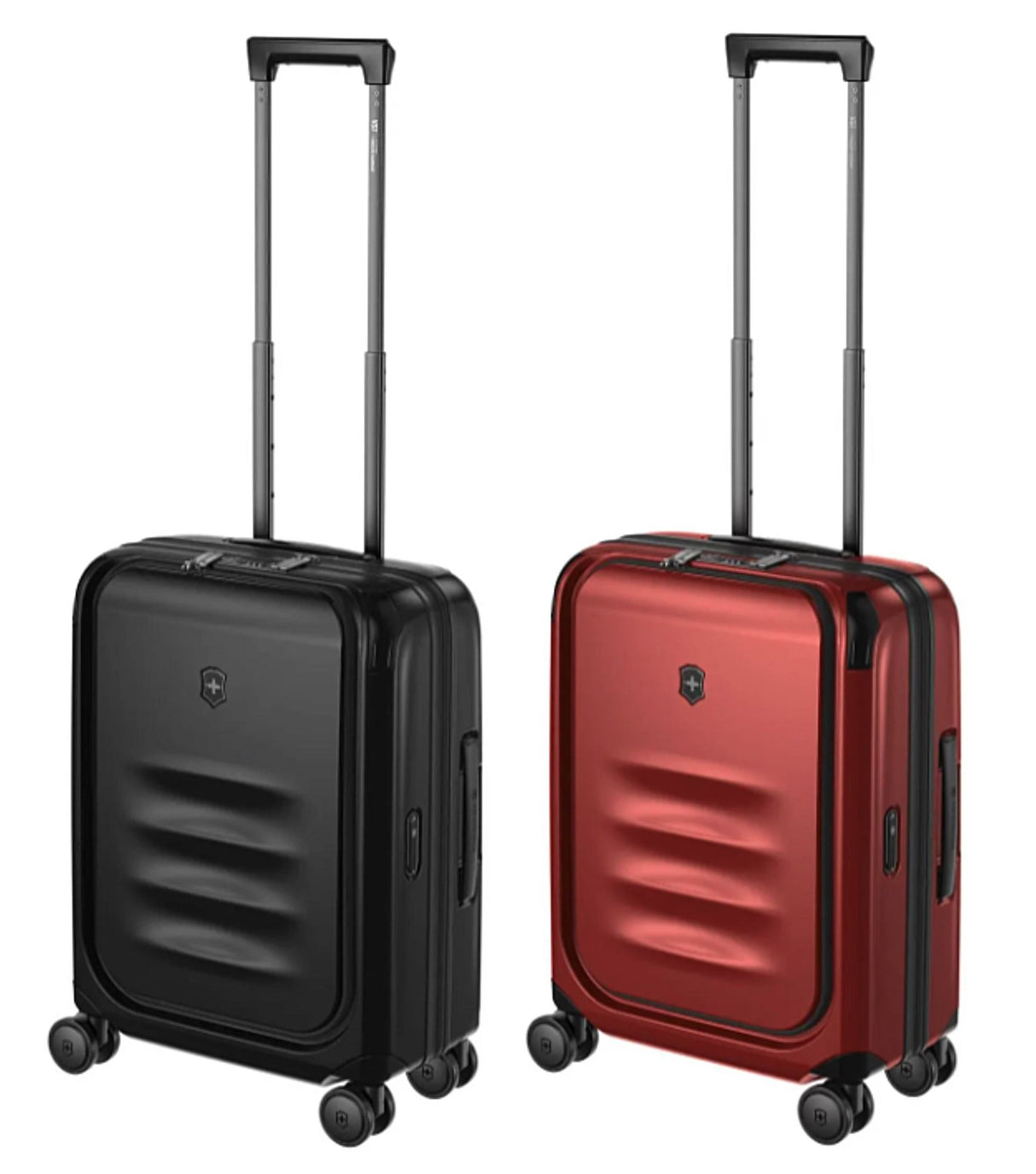 Victorinox Spectra 3.0 55cm black carry-on suitcase, expandable, durable SORPLAS, USB port, and easy-access compartments.