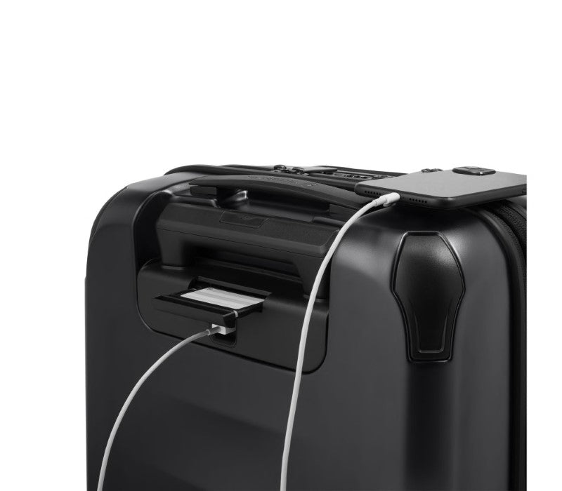 Black Victorinox Spectra Frequent Flyer carry-on luggage with expandable capacity, lockable front compartment, and durable design.