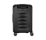 Victorinox Spectra Frequent Flyer carry-on in black, featuring durable recycled polycarbonate, easy-access pockets, and expandable capacity.