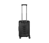 Sleek black Victorinox Spectra Frequent Flyer carry-on luggage made from eco-friendly SORPLAS™, expandable with easy-access pockets.