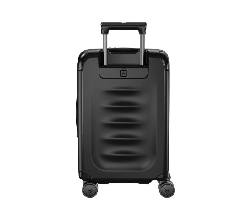 Victorinox Spectra Frequent Flyer Carry-On in Black, featuring durable recycled polycarbonate and expandable capacity for easy travel.