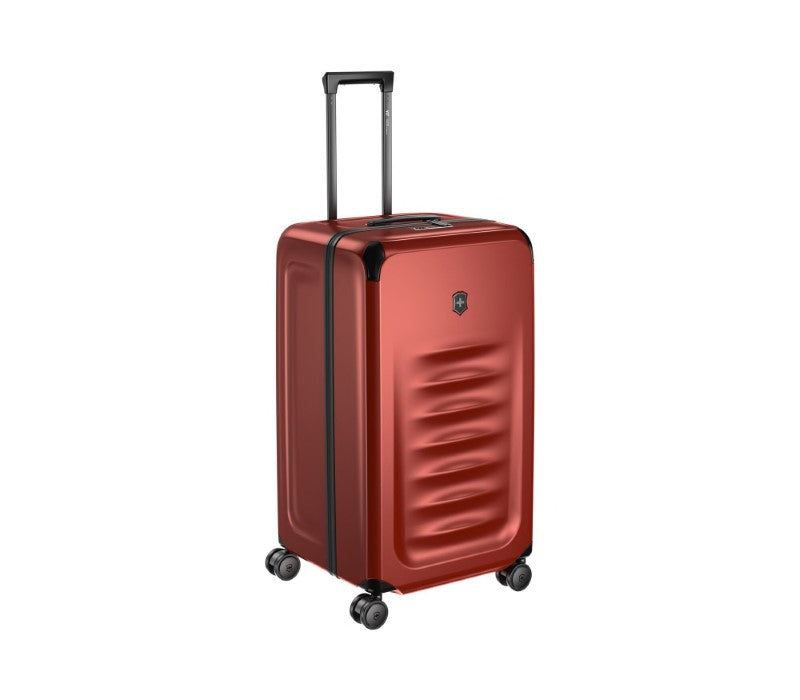 Victorinox Spectra 3.0 Large Trunk in red with 99L capacity, durable SORPLAS™ polycarbonate, and smooth 360-degree wheels.