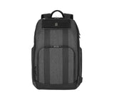 Sleek black Victorinox laptop backpack with 360° protection, antibacterial lining, and smart compartments for tech essentials.