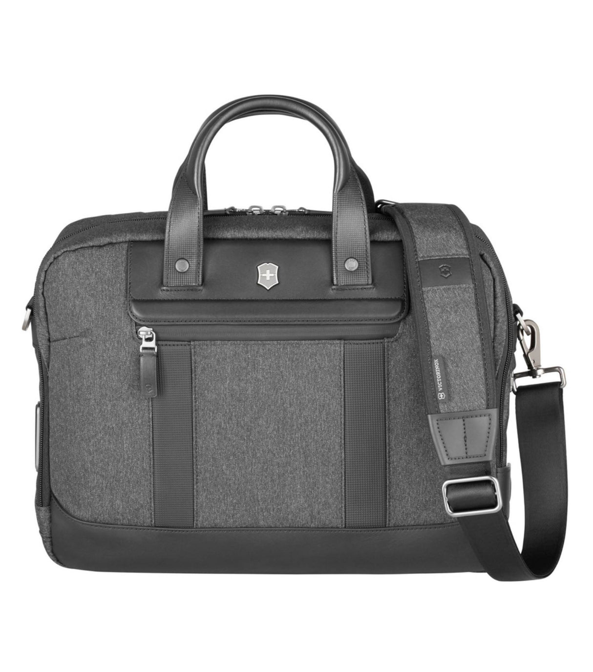 Sleek grey and black Victorinox Architecture Urban2 briefcase for 14" laptop, featuring antimicrobial lining and smart organization.