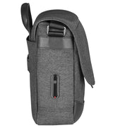 Victorinox Architecture Urban2 14" Messenger bag in Grey/Black, featuring laptop pocket, magnetic lock, and water-resistant flaps.