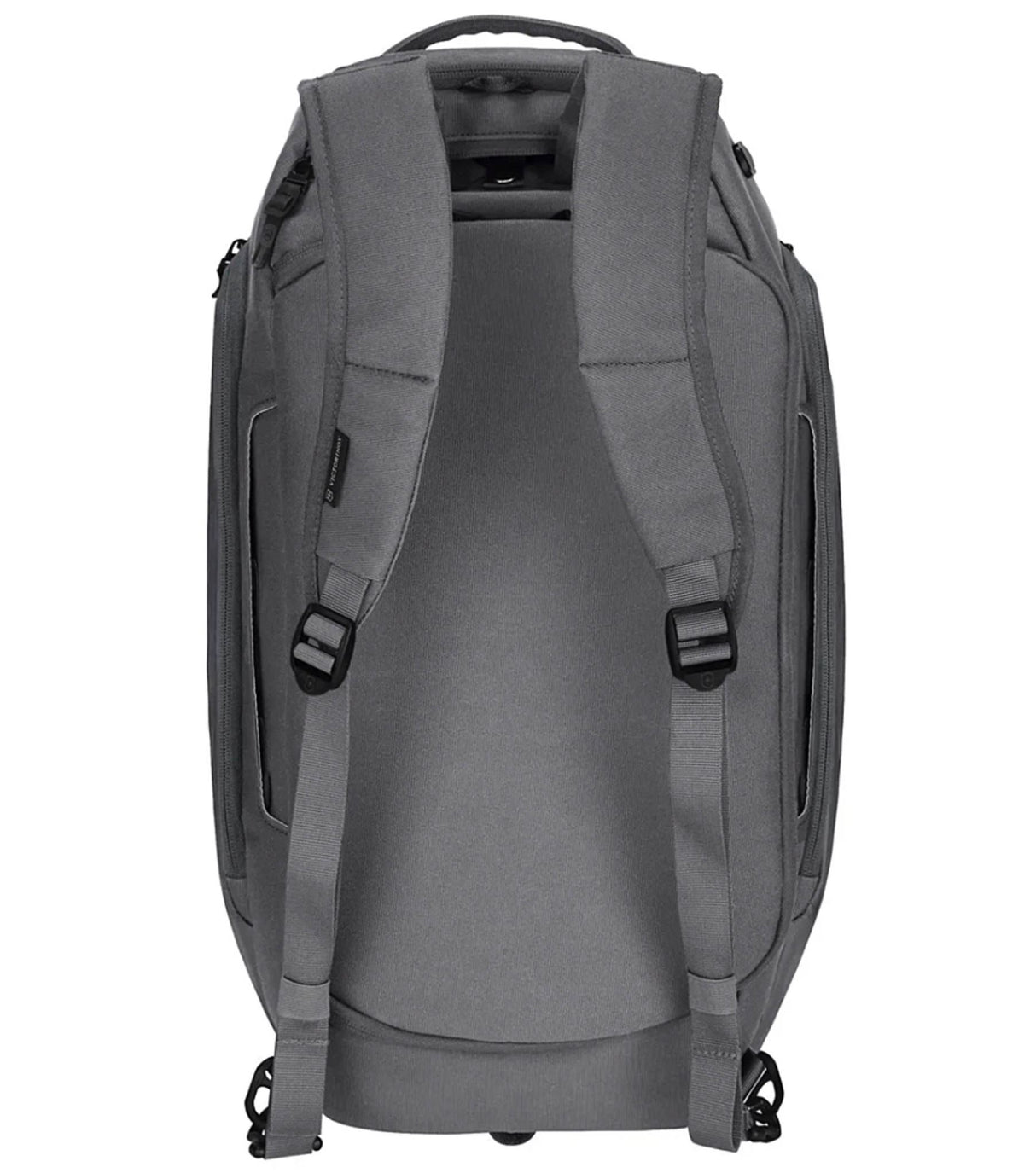 Grey Victorinox Touring 2.0 2-in-1 Duffel/Backpack with expandable shoe compartment and smart media pockets.