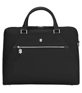 Midnight blue Victorinox 14" Laptop Briefcase with removable wristlet pouch, adjustable strap, and organized compartments.