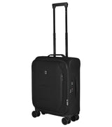 Victorinox Crosslight Global 55 cm black carry-on luggage with expandable design, dual-caster wheels, and sustainable materials.