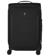 Victorinox Crosslight 68 cm medium expandable suitcase in black, made from recycled PET, featuring dual-caster wheels and expansion system.