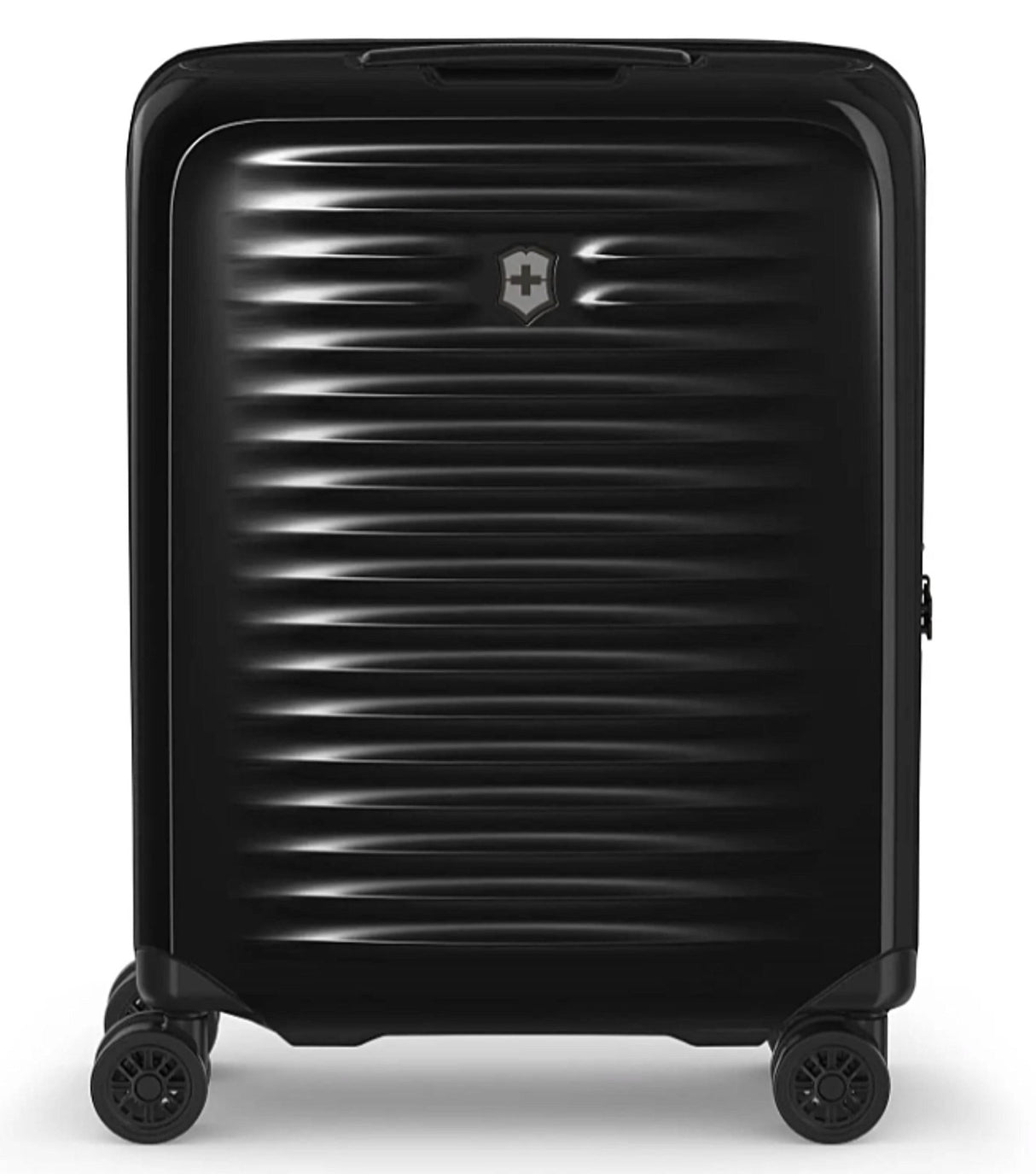 Victorinox Airox Global 55 cm black hardside carry-on luggage featuring durable polycarbonate, TSA lock, and smooth 360° wheels.