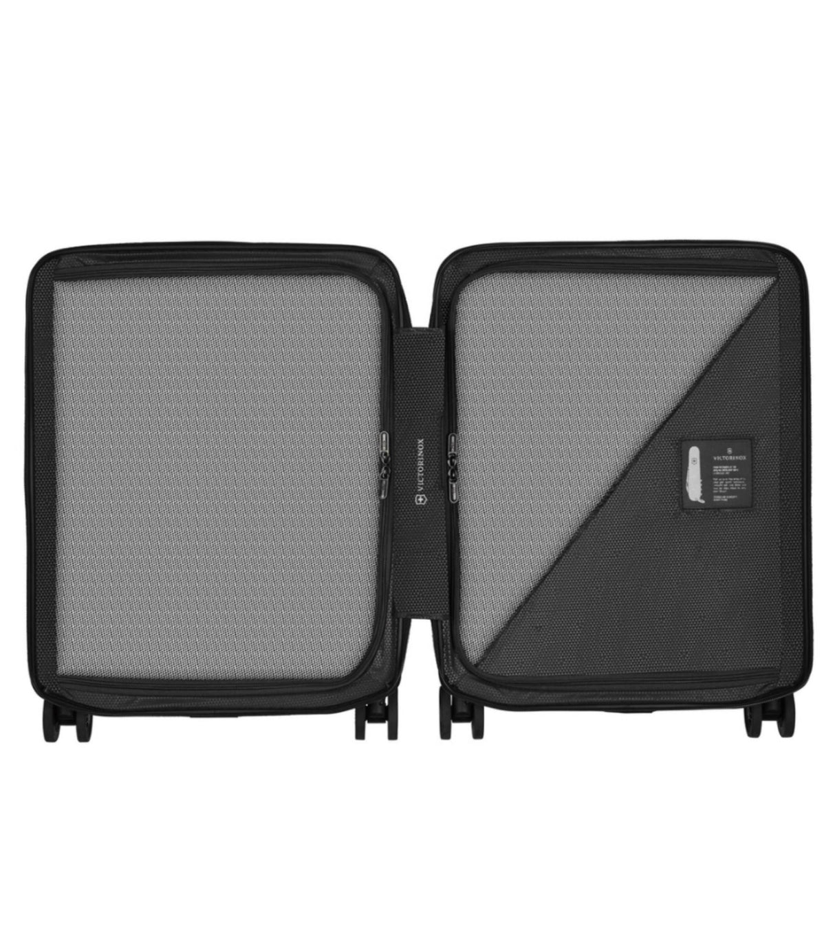 Lightweight 55 cm black hardside carry-on luggage with dual-caster wheels, butterfly opening, and TSA lock for hassle-free travel.