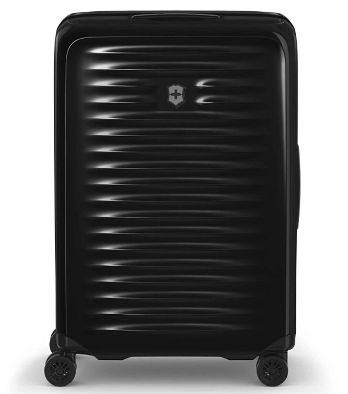 Victorinox Airox Medium 69 cm black hardside luggage featuring durable polycarbonate, 360° wheels, and TSA-approved lock.