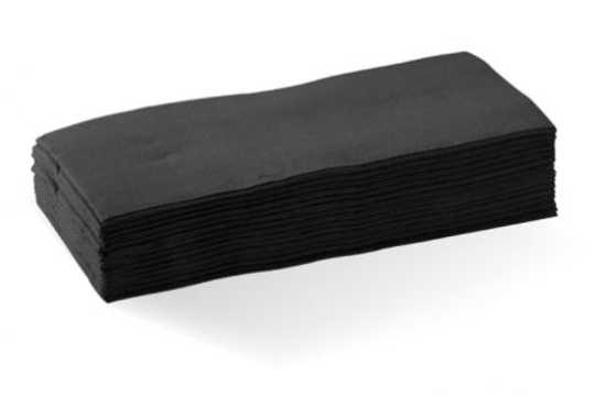 Biopak black dinner napkins, 2ply, 400mm x 400mm, eco-friendly, quilted, 100-pack for elegant dining and events.
