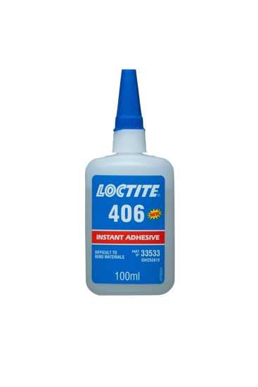 LOCTITE 406 Instant Adhesive 100ml, ideal for fast bonding of rubber and plastic, cures in 30 seconds for durable repairs.