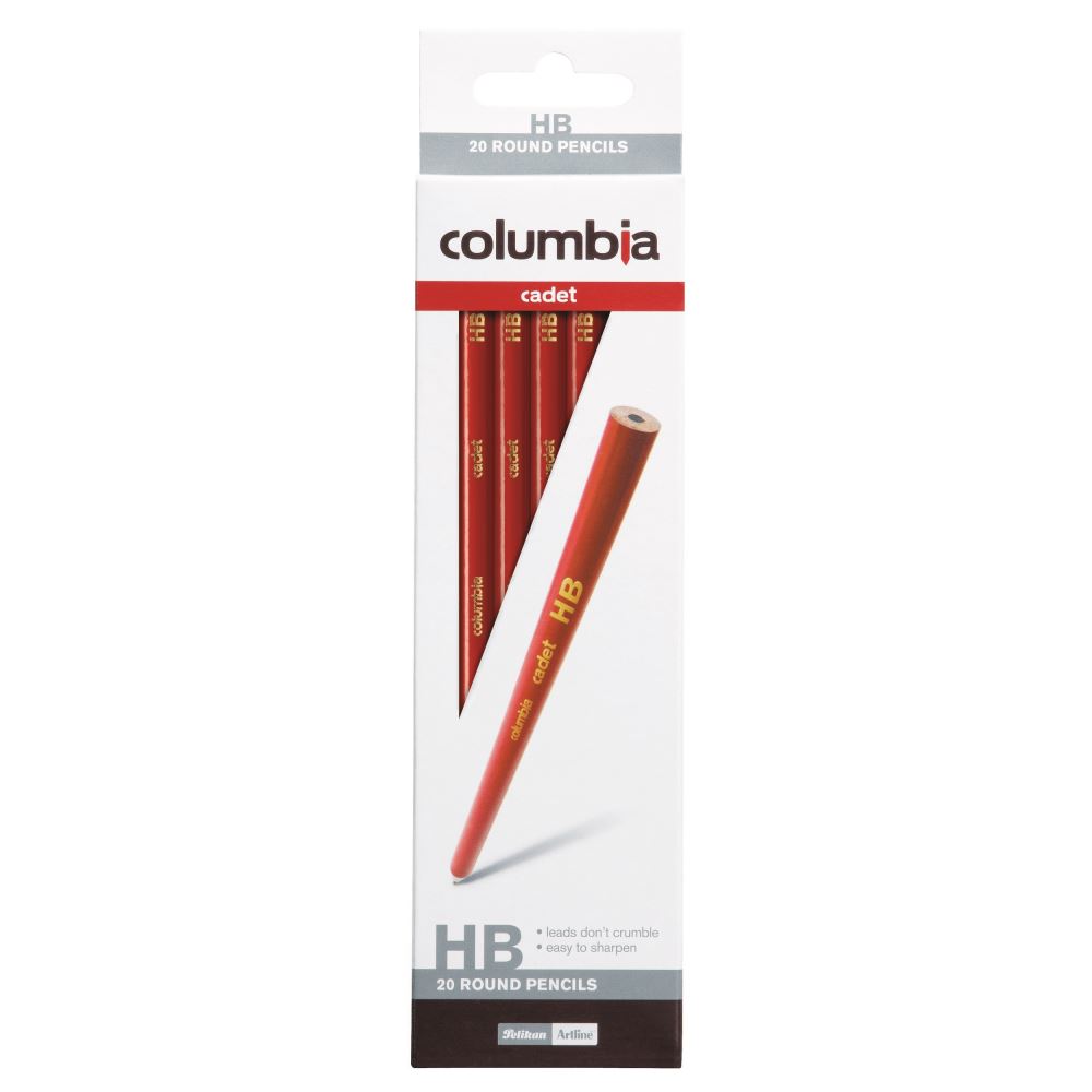 Pack of 20 Columbia Cadet round HB lead pencils, offering smooth writing and easy sharpening for students and professionals.