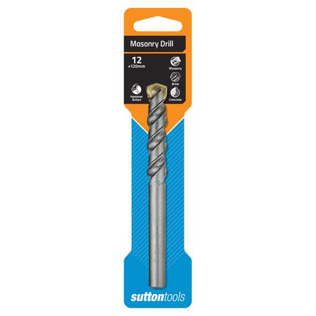 Sutton Masonry Drill 12mm with tungsten carbide tip for fast, efficient drilling in masonry, concrete, and stone.