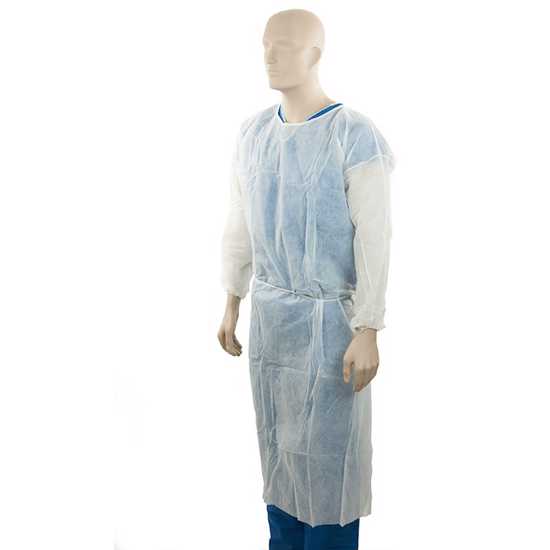 White Bastion Polypropylene Isolation Gown, 1400x1370mm, offers full-body protection, comfort, and breathability for various professionals.