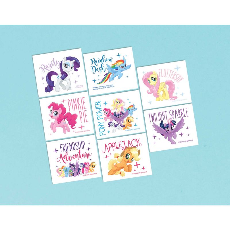 Colorful pack of 8 My Little Pony temporary tattoos featuring beloved characters for creative fun and imaginative play.