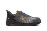 Safety shoes in grey and orange, featuring composite toe cap, breathable upper, anti-perforation midsole, and slip-resistant outsole.