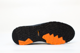 New Balance Speedware safety shoes in grey/orange, size 7, featuring composite toe, cushioned midsole, and slip-resistant outsole.