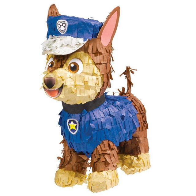 Vibrant Paw Patrol mini piñata decoration, 17cm x 19cm, perfect for kids' parties and filled with treats for fun.