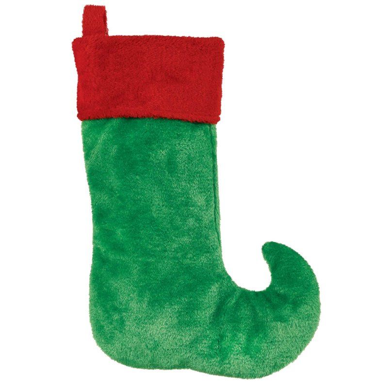 Cheerful 45cm Elf Plush Stocking, soft and cuddly, perfect for filling with treats and enhancing Christmas decor.