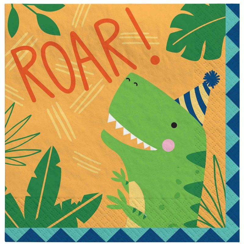 Dino-Mite Party Dinosaur Lunch Napkins - Pack of 16