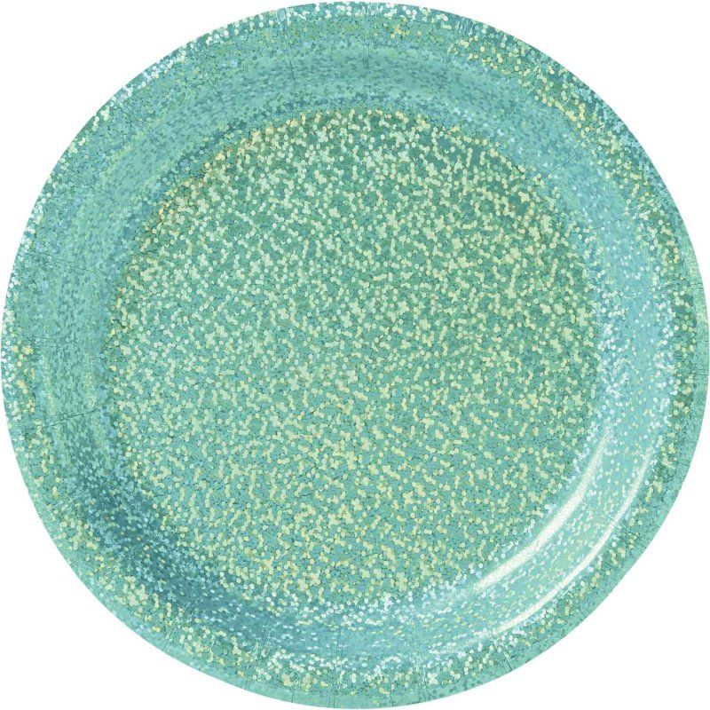 Prismatic 17cm Robin's Egg Blue Round Paper Plates - Pack of 8