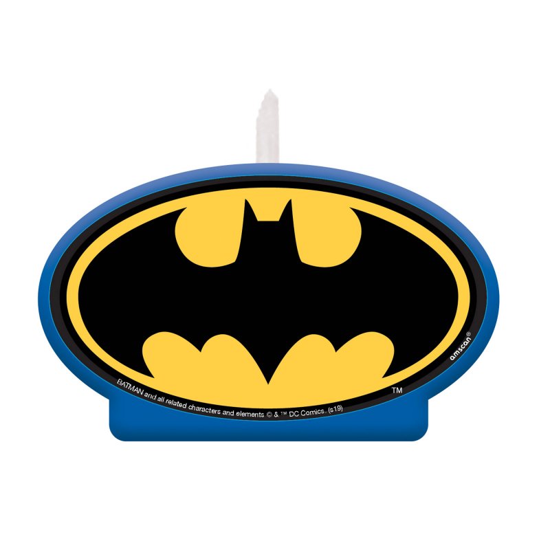 BDAY Candle - Batman Heroes Unite, an 11cm collectible candle featuring a striking Batman design, perfect for celebrations.