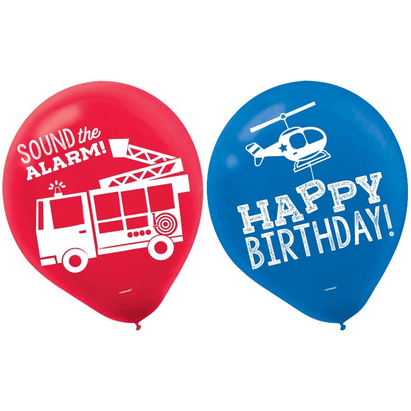 First Responders latex balloons, 30.4cm, pack of 6, vibrant decorations for celebrating community heroes.