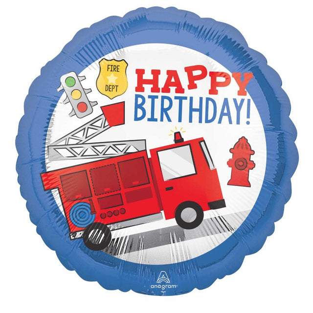 Eye-catching 45CM foil balloon featuring a vibrant fire truck design, perfect for first responder-themed celebrations.