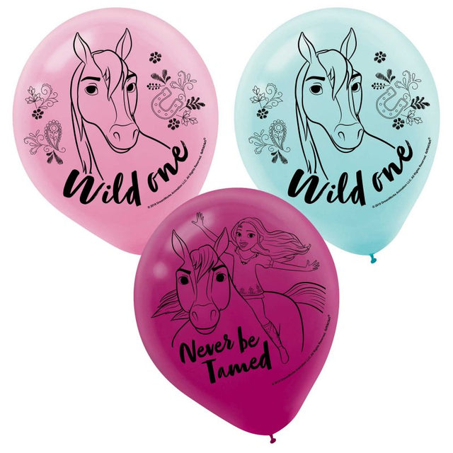 Colorful Spirit Ride Free latex balloons (30.4cm), pack of 6, perfect for festive celebrations and party decorations.