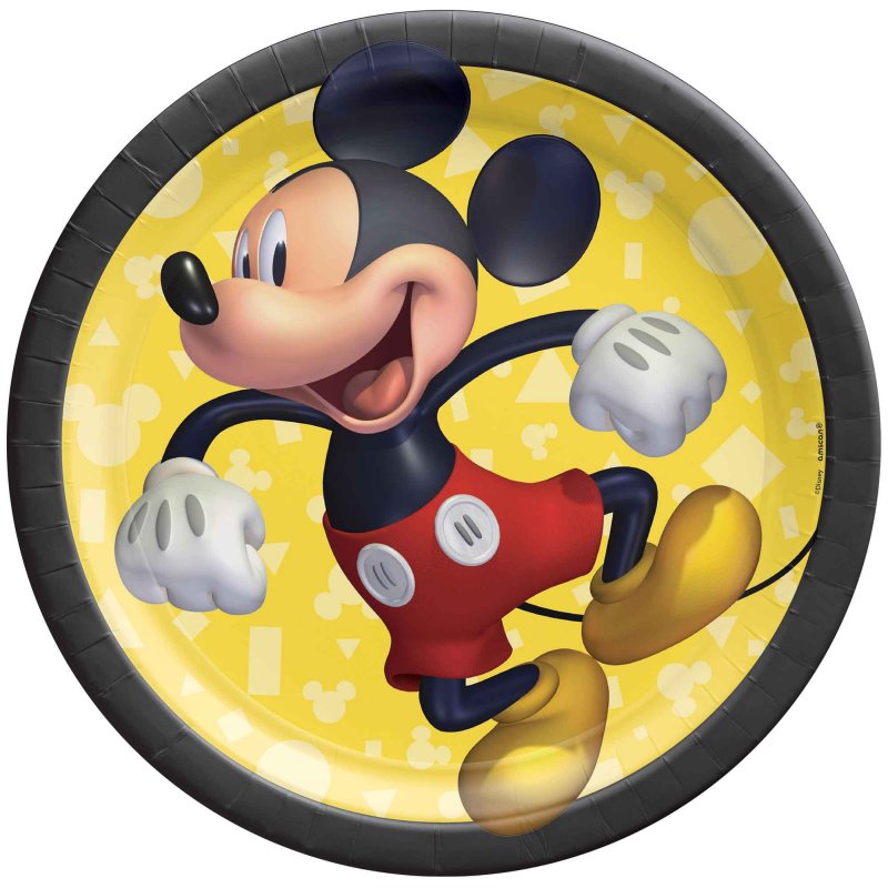 Vibrant Mickey Mouse paper plates (17cm) in a pack of 8, perfect for kids' parties and easy cleanup.