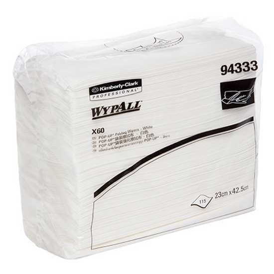 Wypall X60 94333 Single Sheet Wipers White - 23cm x 42.5cm - 115 Sheets (Packet)