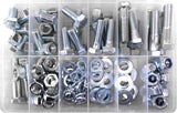 Class 8.8 M16 Bolt/Nut/Washer Assortment Kit featuring 133 pieces of zinc plated fasteners for versatile applications.
