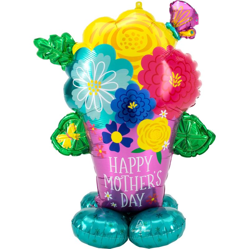 Inflatable flower pot balloon for Mother's Day, 99cm x 134cm, vibrant floral design, perfect for celebrations.