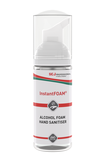 InstantFOAM Hand Sanitiser in 47ML foam format, kills 99.999% of germs, ideal for sensitive skin and frequent use.