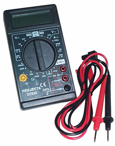 PROJECTA Digital Multimeter with rotary switch, automatic polarity indication, and extensive AC/DC voltage measurement capabilities.