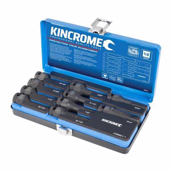 Kincrome 10 Piece Hex Impact Socket Set with durable Cr-Mo sockets, black finish, and organized EVA tray for easy access.